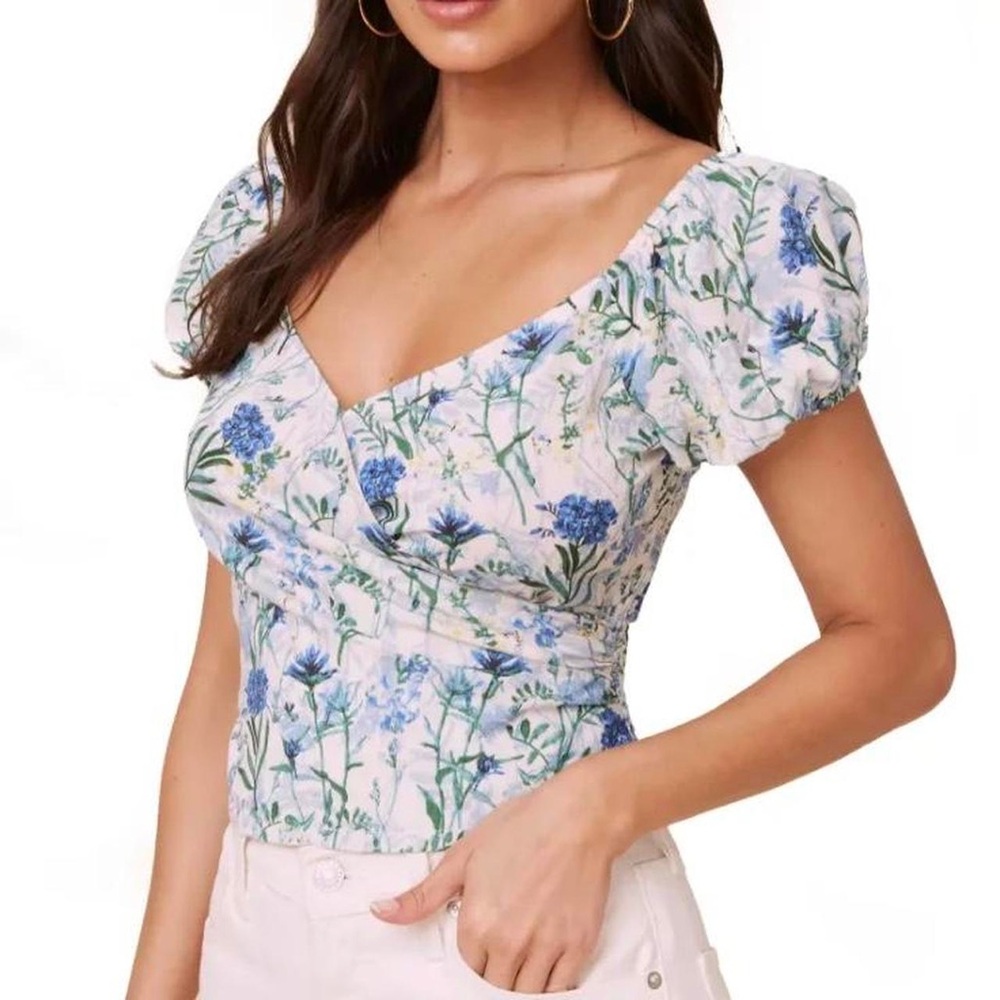 ASTR The Label Linen Wrap Blouse